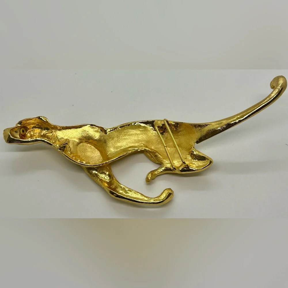 Christopher Ross Gold Cheetah Vintage Belt Buckle & Metallic Gold Leather Belt
